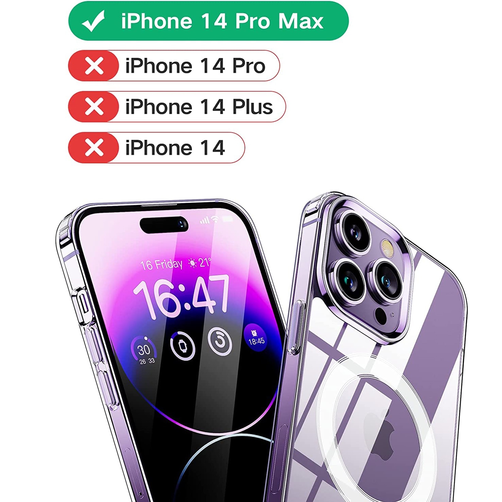 Husa de protectie Apple Clear Case pentru iPhone 14 Pro Max cu MagSafe, Zggzerg, Transparent