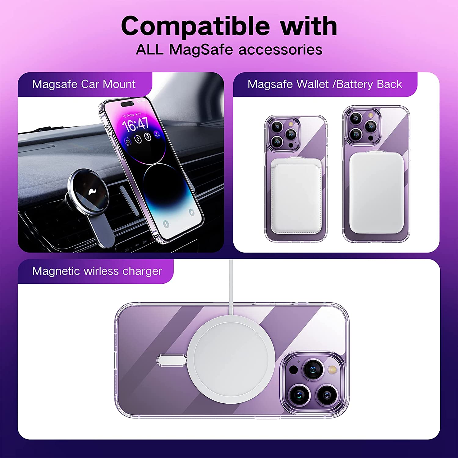 Husa de protectie Apple Clear Case pentru iPhone 14 Pro Max cu MagSafe, Zggzerg, Transparent