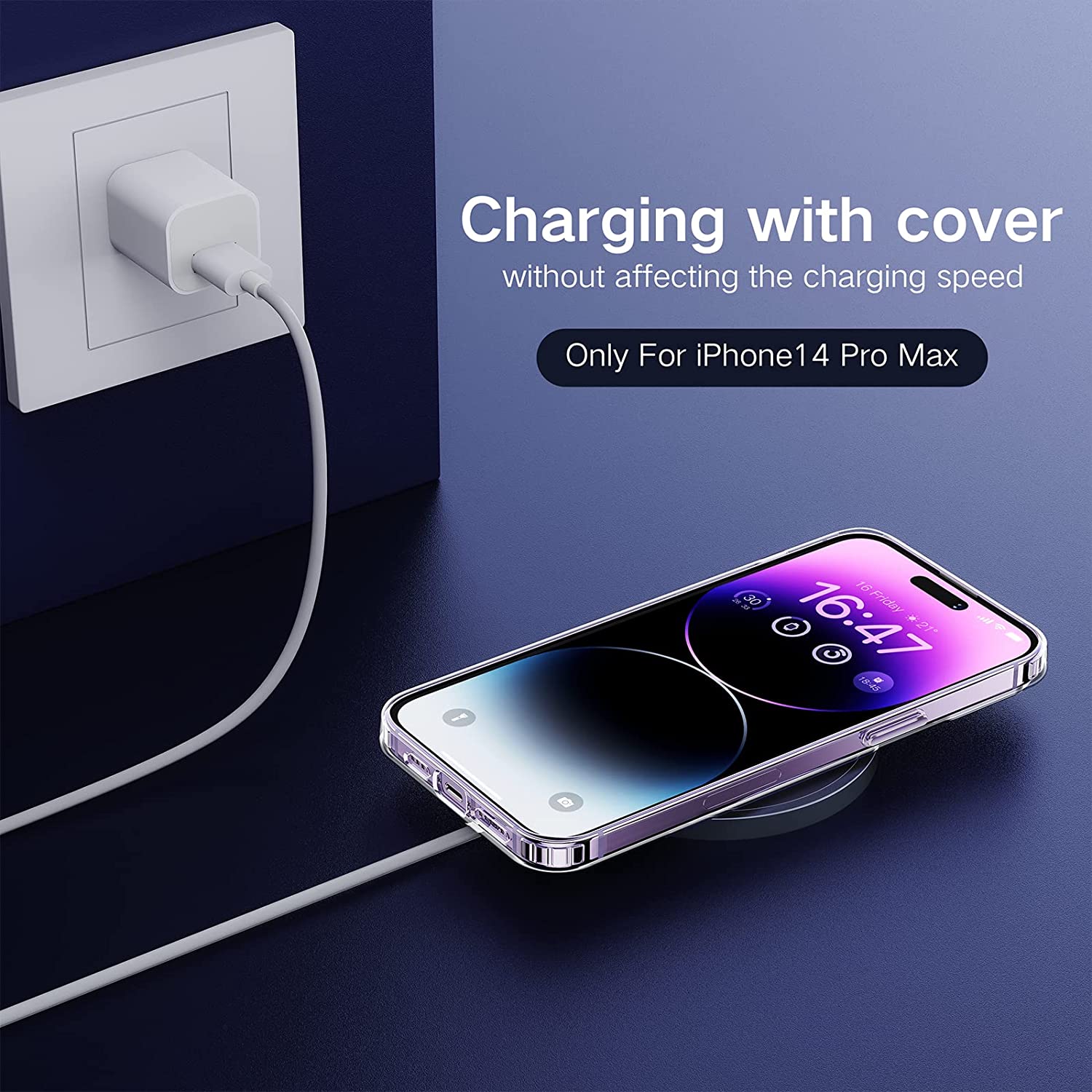 Husa de protectie Apple Clear Case pentru iPhone 14 Pro Max cu MagSafe, Zggzerg, Transparent