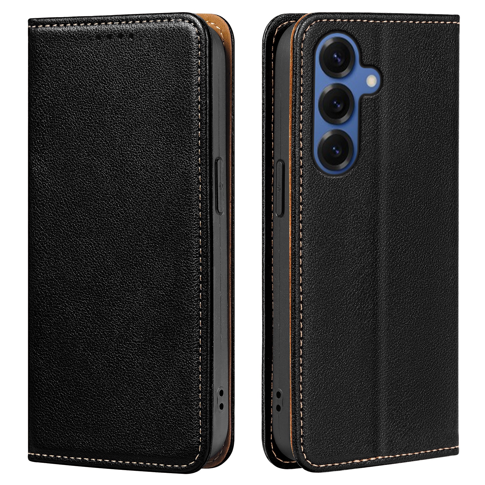 Husa pentru Samsung Galaxy S26, Omelivon, Leather Flip Cover, cu Portofel Interior, Functie de Stand si Inchidere Magnetica, Finisaje Premium, Antisoc, Negru