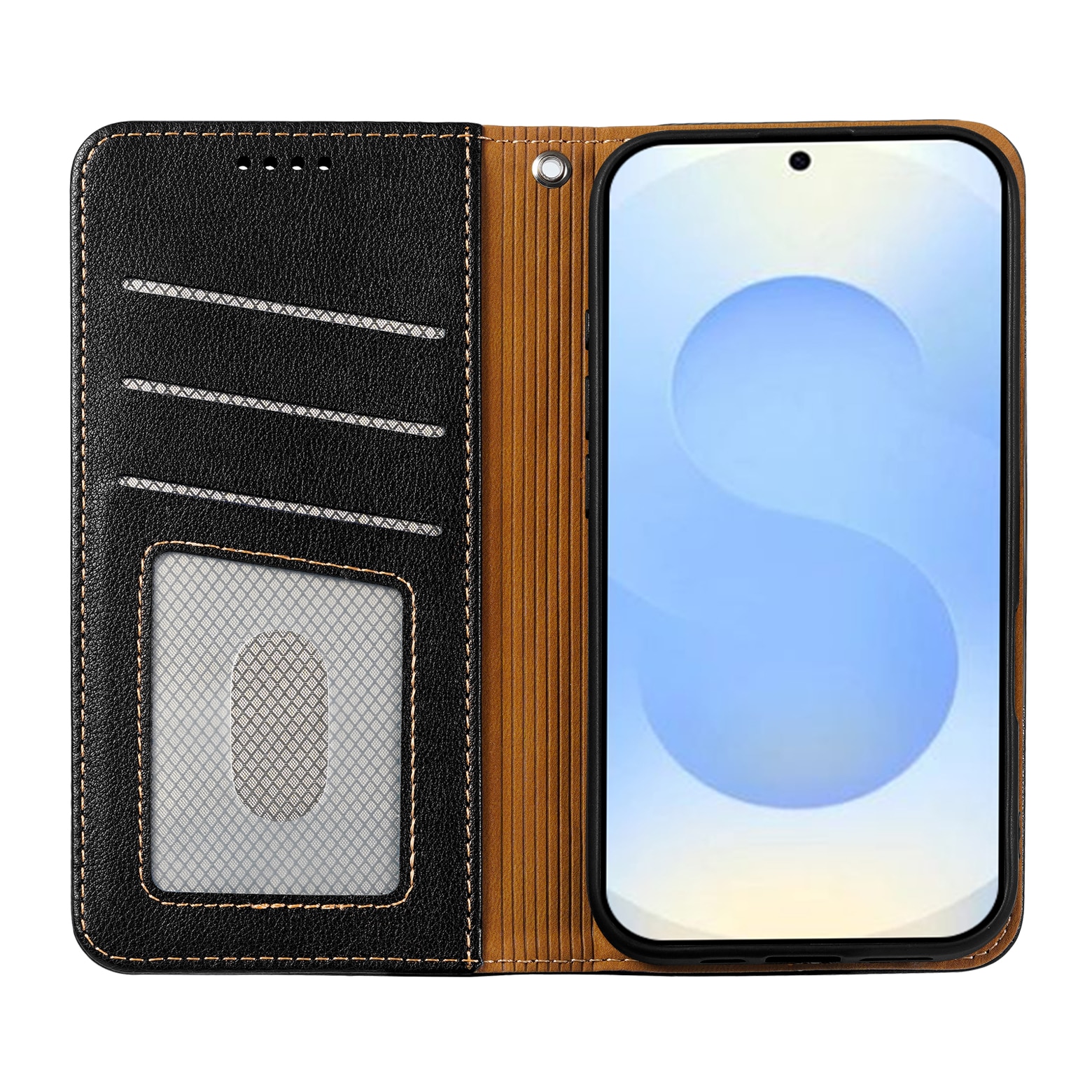 Husa pentru Samsung Galaxy S26, Omelivon, Leather Flip Cover, cu Portofel Interior, Functie de Stand si Inchidere Magnetica, Finisaje Premium, Antisoc, Negru