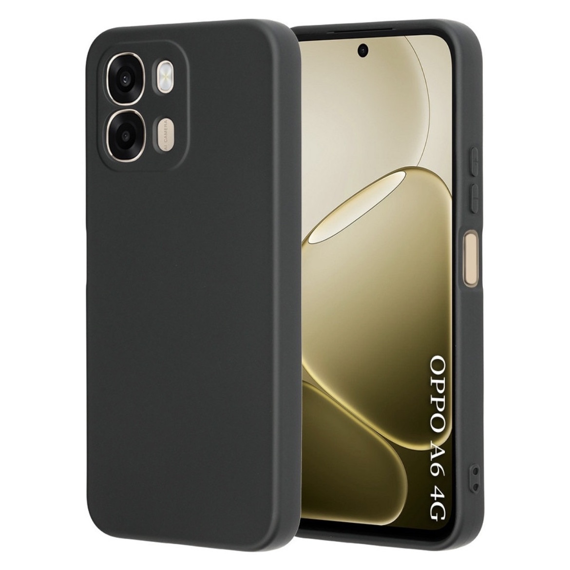 Husa Compatibila Oppo A6 4G Liquid Silicon Soft cu interior Textil. Negru