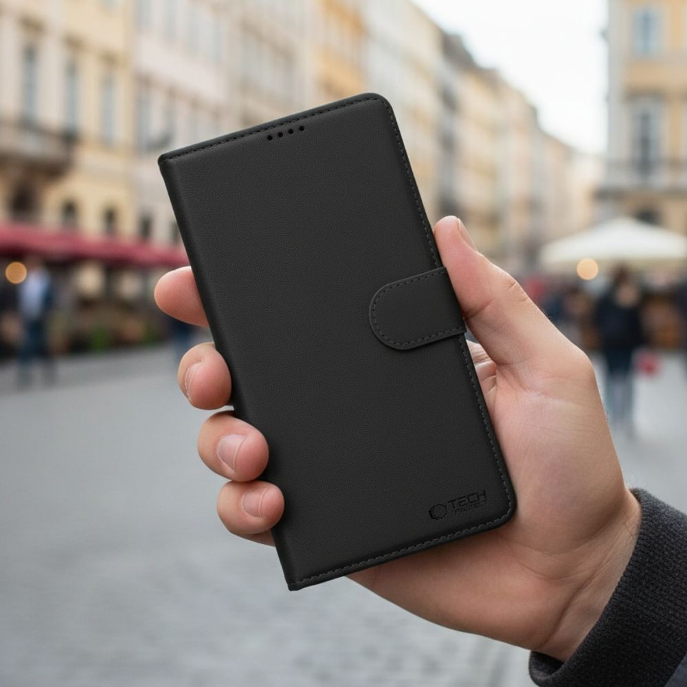 Husa flip cover Tech-Protect Wallet compatibila cu Motorola Moto G57 Power / G67 Power, Negru