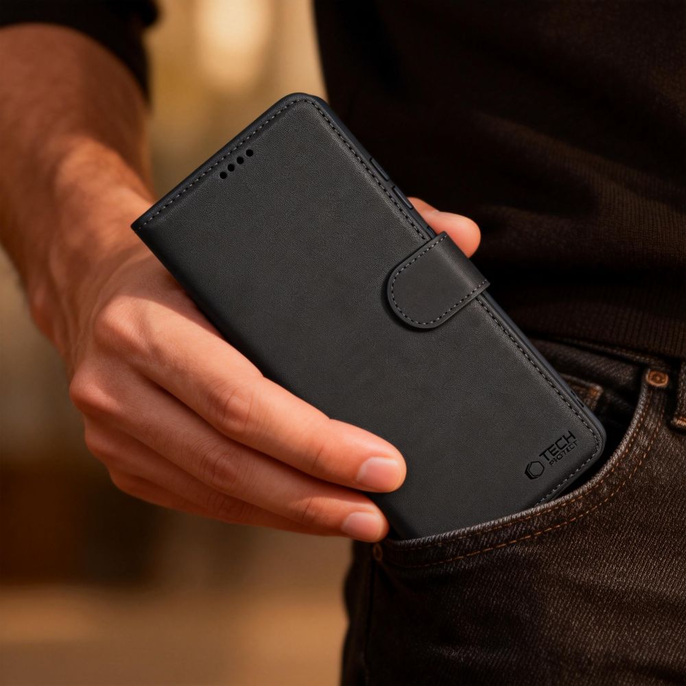 Husa flip cover Tech-Protect Wallet compatibila cu Motorola Moto G57 Power / G67 Power, Negru