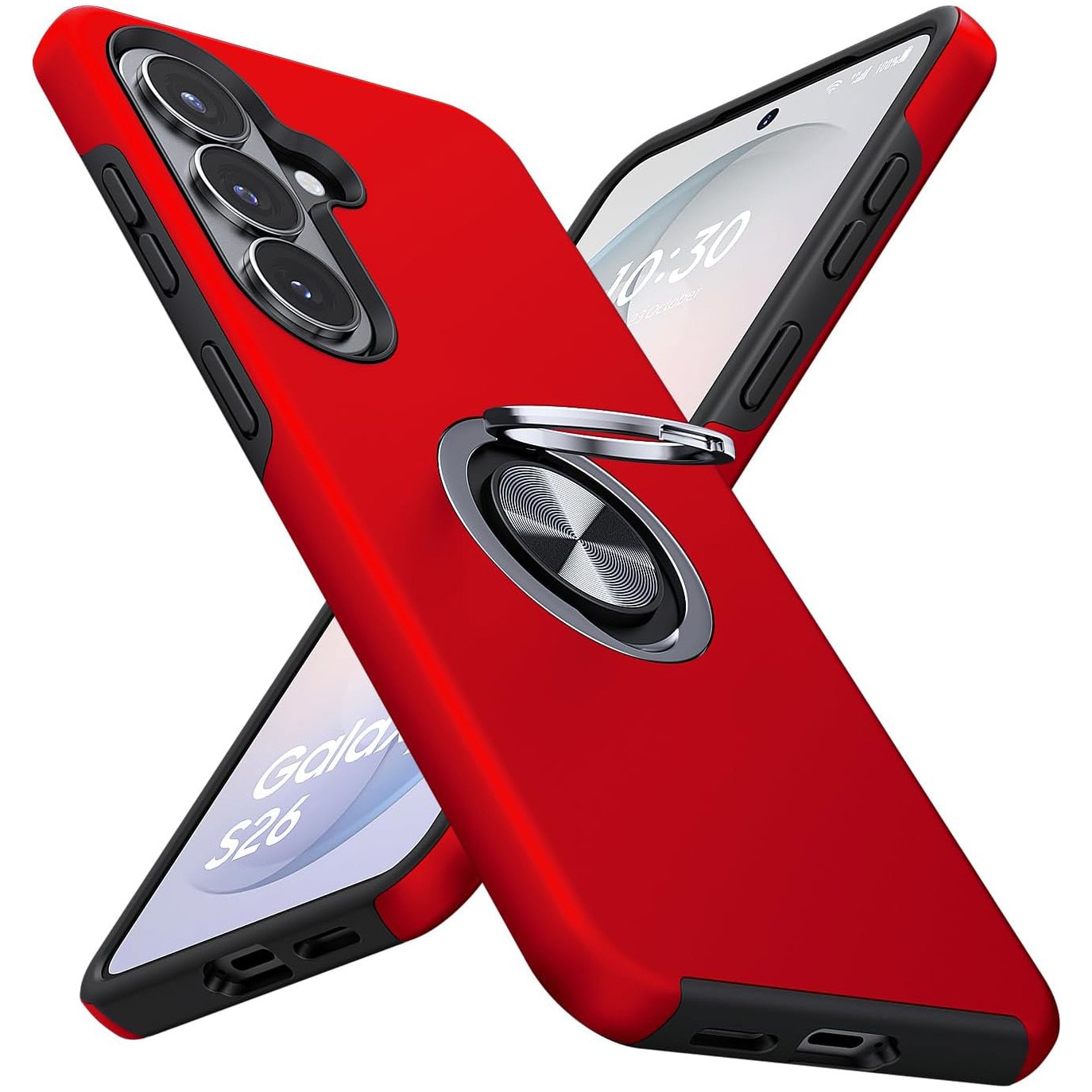 Husa MobileSmart pentru Samsung Galaxy S26, Inel Rotativ 360°, Suport Auto Magnetic, Protectie Camera, Antisoc, Rosu
