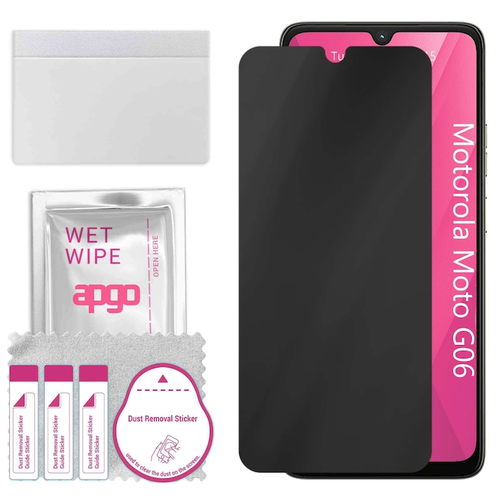 Sticla de protectie PRIVACY apgo pentru Motorola Moto G06 Power – sticla hibrid, full glue, flexible glass