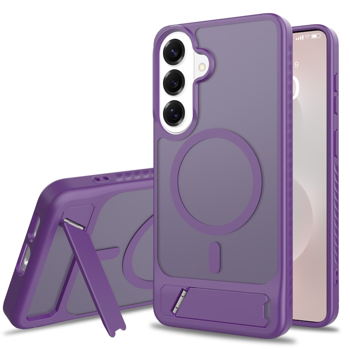 Husă de protecție pentru Samsung Galaxy S26 Plus, suport ajustabil, anti-soc, violet închis