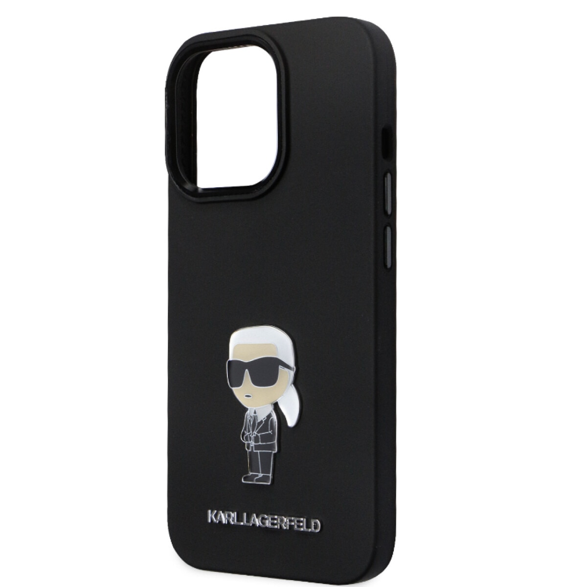 Husa de protectie Cover Karl Lagerfeld Liquid Silicone Metal Ikonik pentru iPhone 15 Pro, Negru