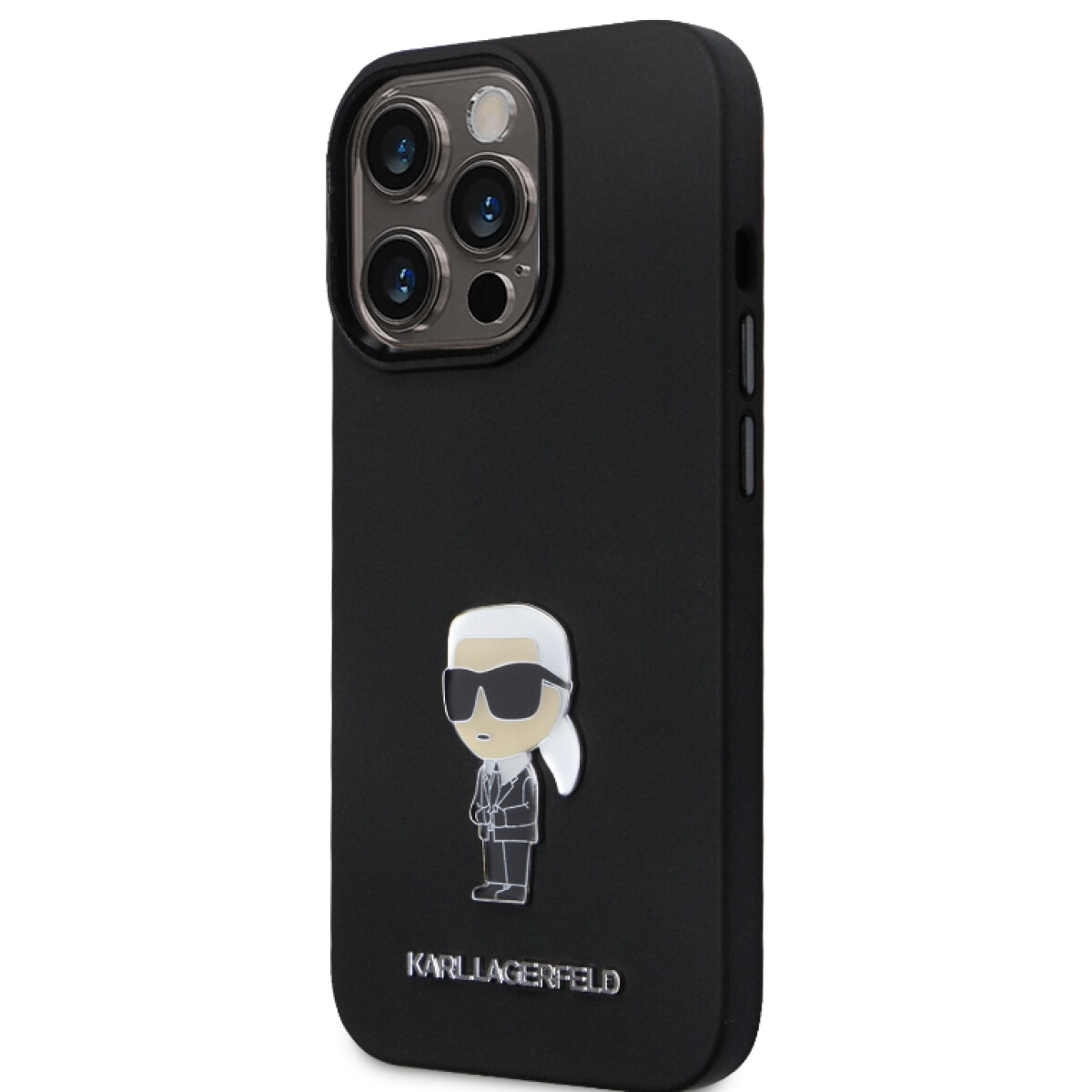 Husa de protectie Cover Karl Lagerfeld Liquid Silicone Metal Ikonik pentru iPhone 15 Pro, Negru