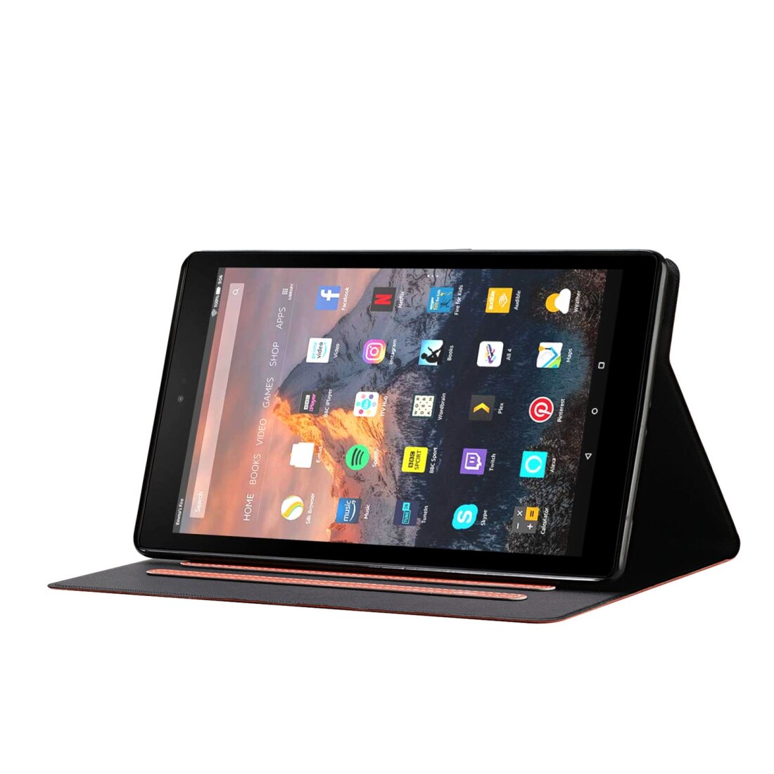 Husa tableta pentru Amazon Kindle Paperwhite 4 (2018) / 3 / 2 / 1, piele PU, tip carte orizontal cu suport pentru carduri si inchidere magnetica, functie auto sleep/wake (Portocaliu)