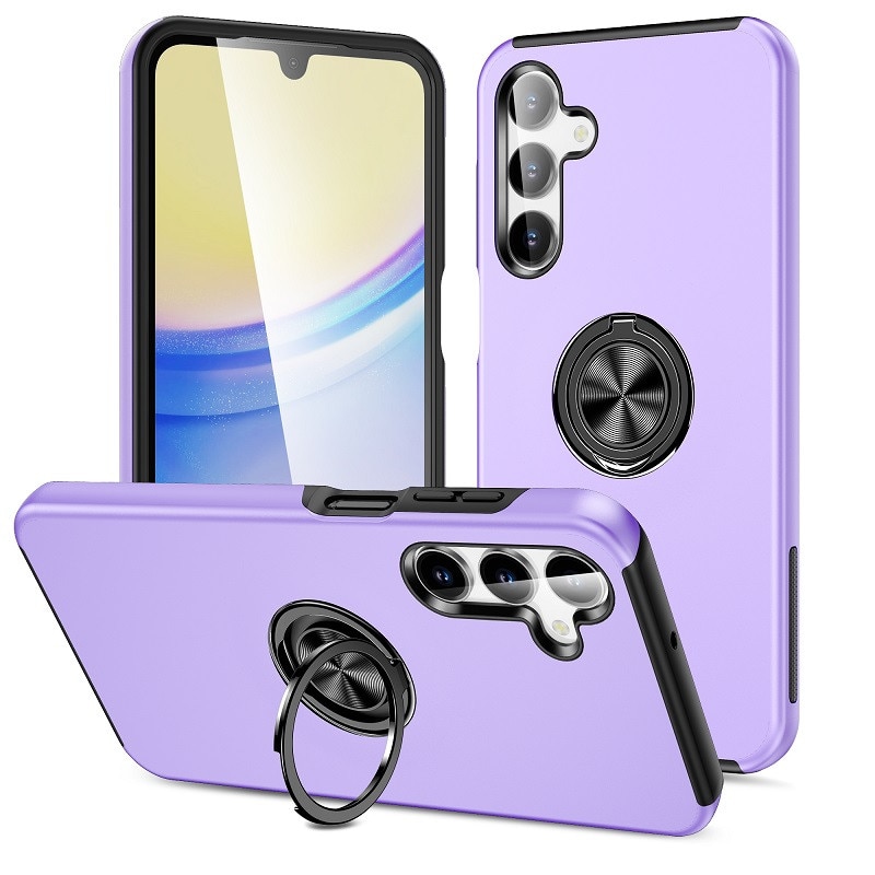 Husa pentru Samsung Galaxy A18/A27 5G, OEMG®, Subtire, Magnetica, Cu Inel Metalic Portabil, Minimalista, Culoare Uni, Rezistenta, Antiglont-violet