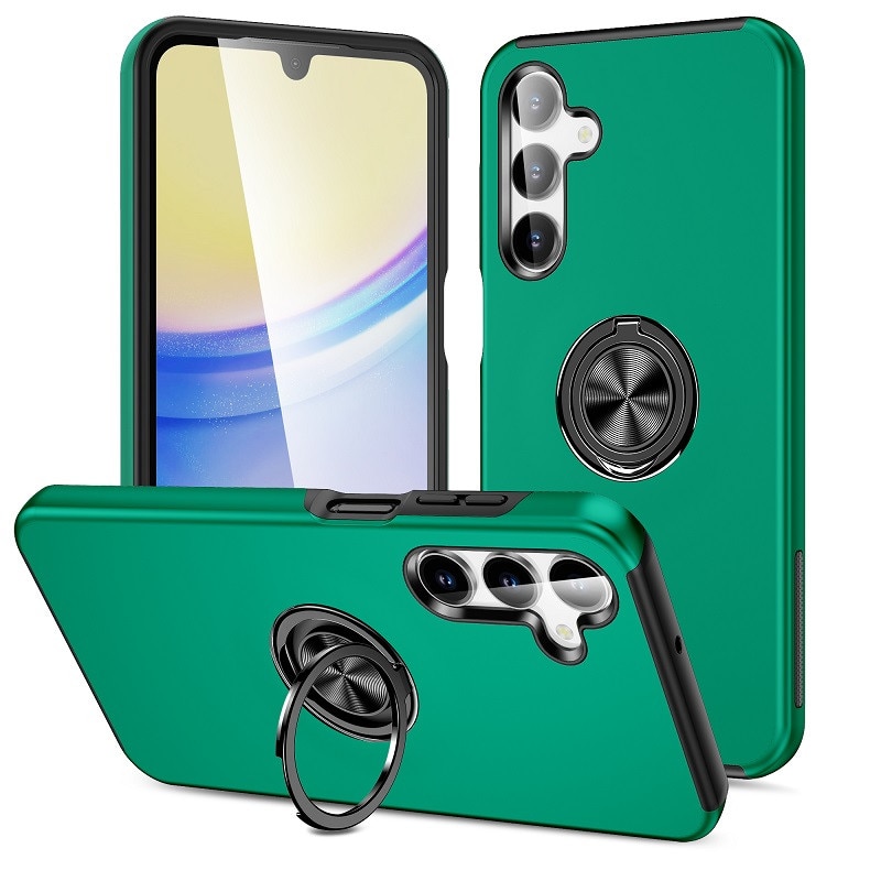 Husa pentru Samsung Galaxy A18/A27 5G, OEMG®, Subtire, Magnetica, Cu Inel Metalic Portabil, Minimalista, Culoare Uni, Rezistenta, Antiglont-verde inchis