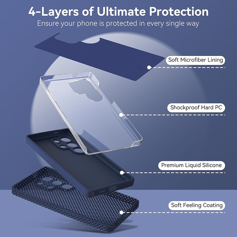 Husa pentru Samsung Galaxy S26 Ultra OEMG®, Husa din silicon lichid premium, Protectie Camera, Anti-soc, Interior Microfibra, 6.9", Albastru inchis