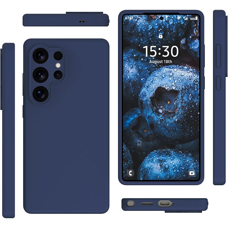 Husa pentru Samsung Galaxy S26 Ultra OEMG®, Husa din silicon lichid premium, Protectie Camera, Anti-soc, Interior Microfibra, 6.9", Albastru inchis