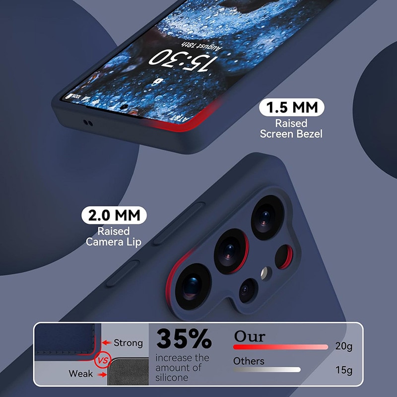 Husa pentru Samsung Galaxy S26 Ultra OEMG®, Husa din silicon lichid premium, Protectie Camera, Anti-soc, Interior Microfibra, 6.9", Albastru inchis