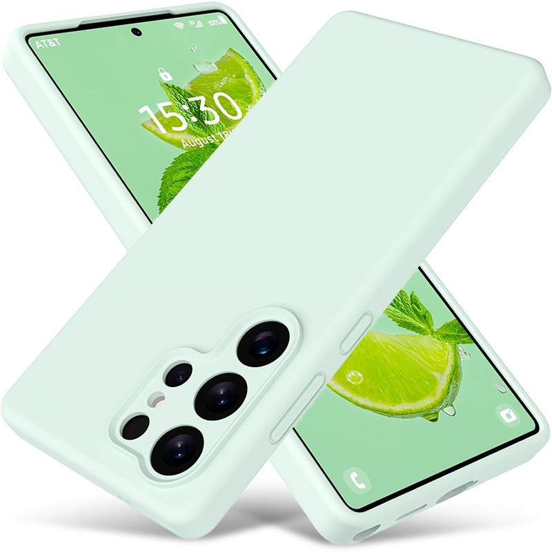 Husa pentru Samsung Galaxy S26 Ultra OEMG®, Husa din silicon lichid premium, Protectie Camera, Anti-soc, Interior Microfibra, 6.9", Verde menta