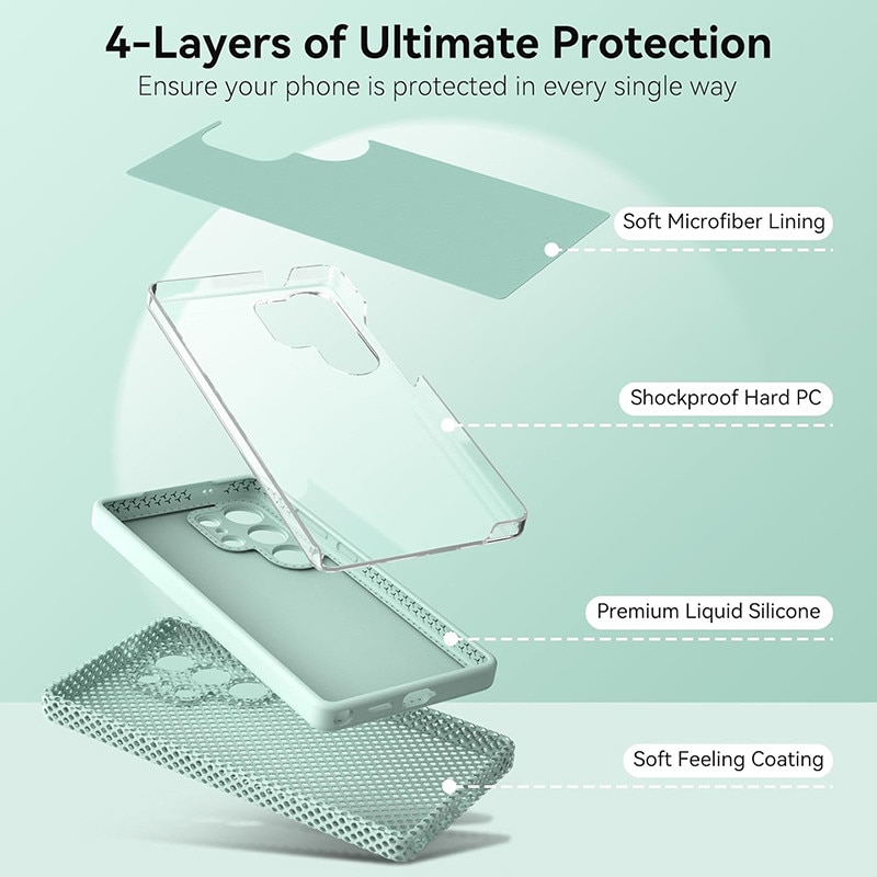 Husa pentru Samsung Galaxy S26 Ultra OEMG®, Husa din silicon lichid premium, Protectie Camera, Anti-soc, Interior Microfibra, 6.9", Verde menta