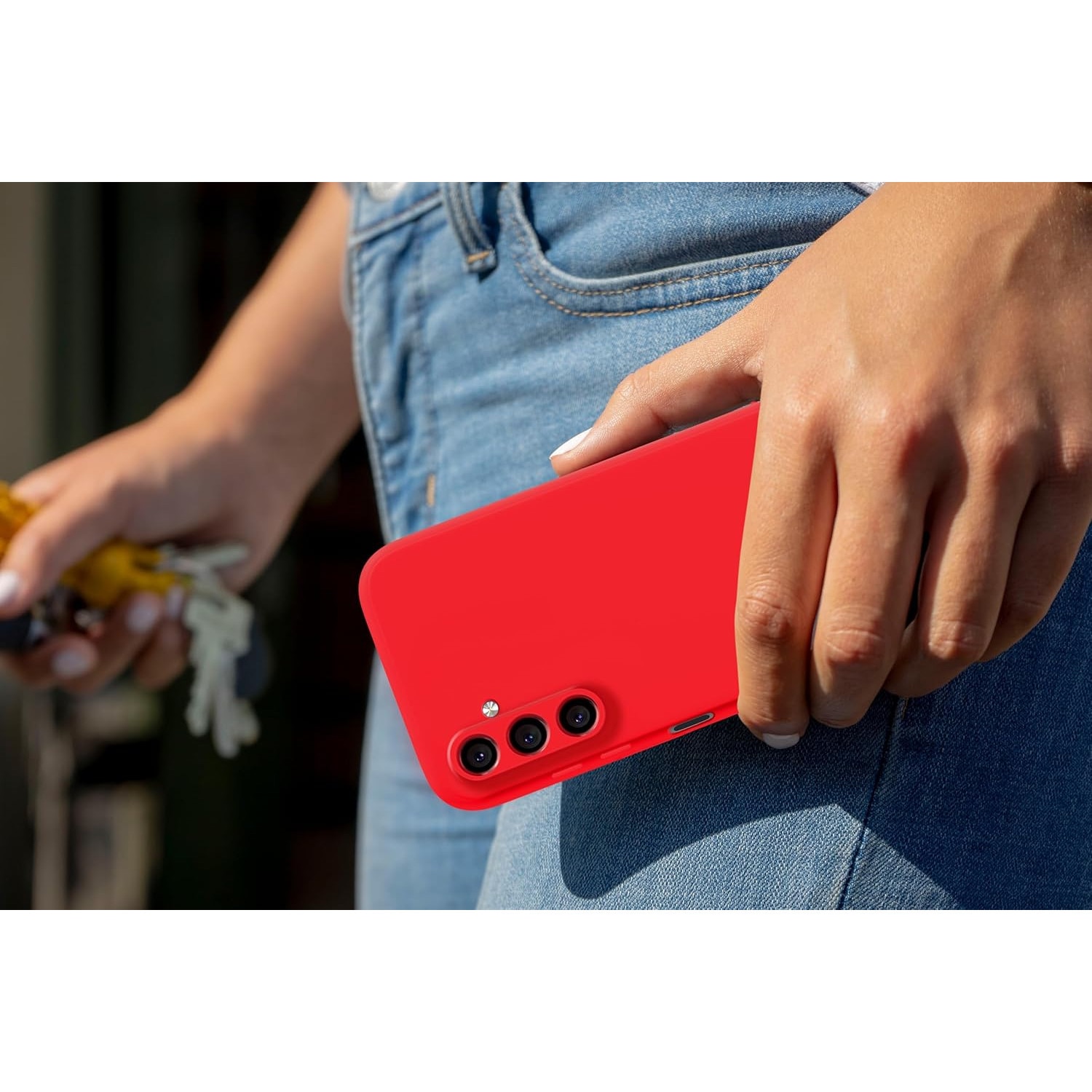 Husa Compatibila Samsung Galaxy A56 Liquid Silicon Soft cu interior Textil. Rosu