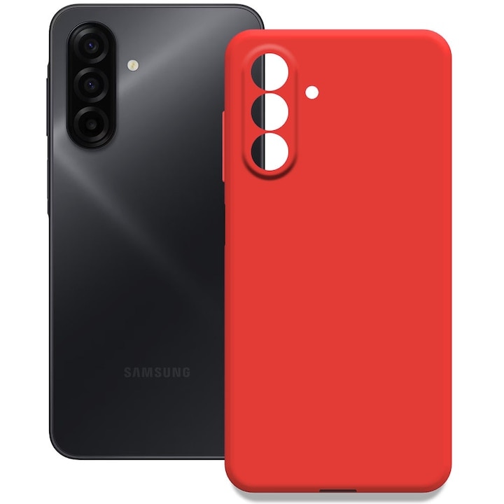 Husa Compatibila Samsung Galaxy A56 Liquid Silicon Soft cu interior Textil. Rosu