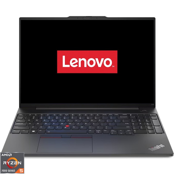 Laptop Lenovo 16'' ThinkPad E16, IPS, Procesor AMD Ryzen™ 5 7530U (16M Cache, up to 4.5 GHz), 16GB DDR4, 500GB SSD, Radeon, No OS, Graphite Black