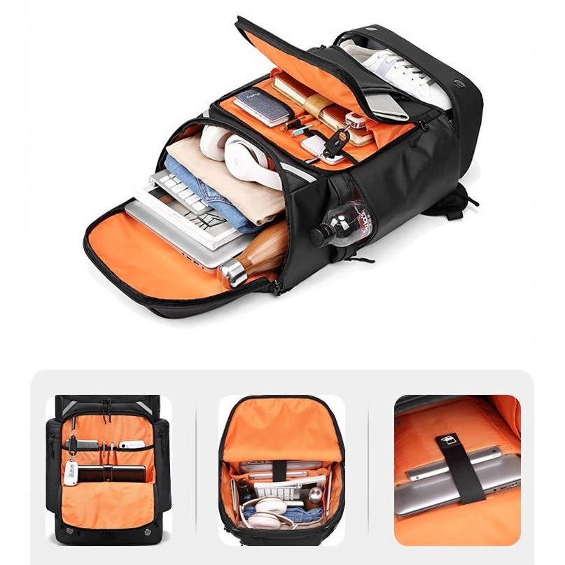 Rucsac laptop 15,6'', K&M, compartiment pentru tableta 10'', impermeabil, negru, 55x35x17cm
