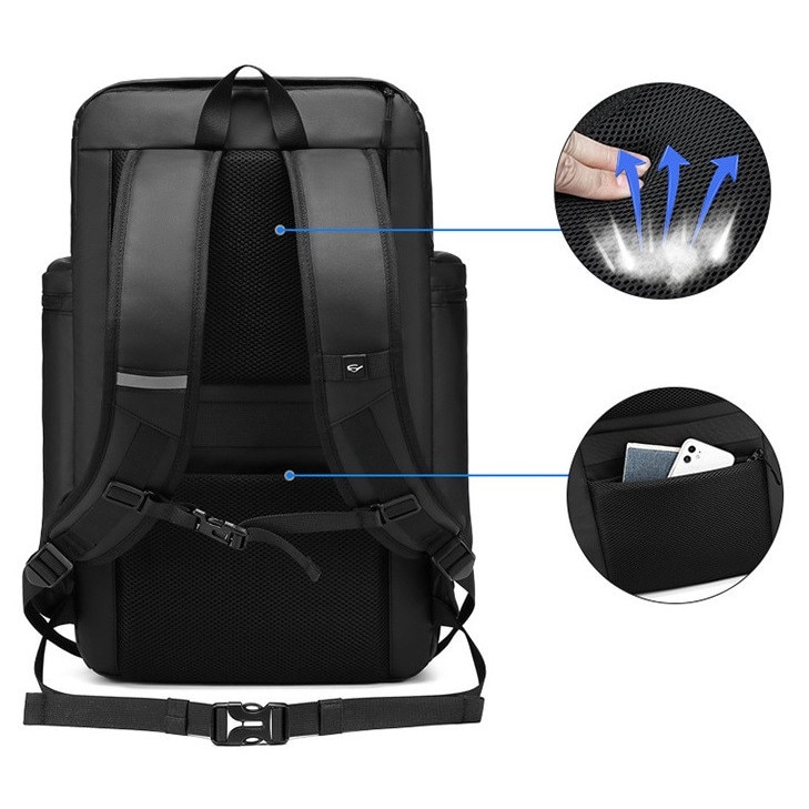 Rucsac laptop 15,6'', K&M, compartiment pentru tableta 10'', impermeabil, negru, 55x35x17cm