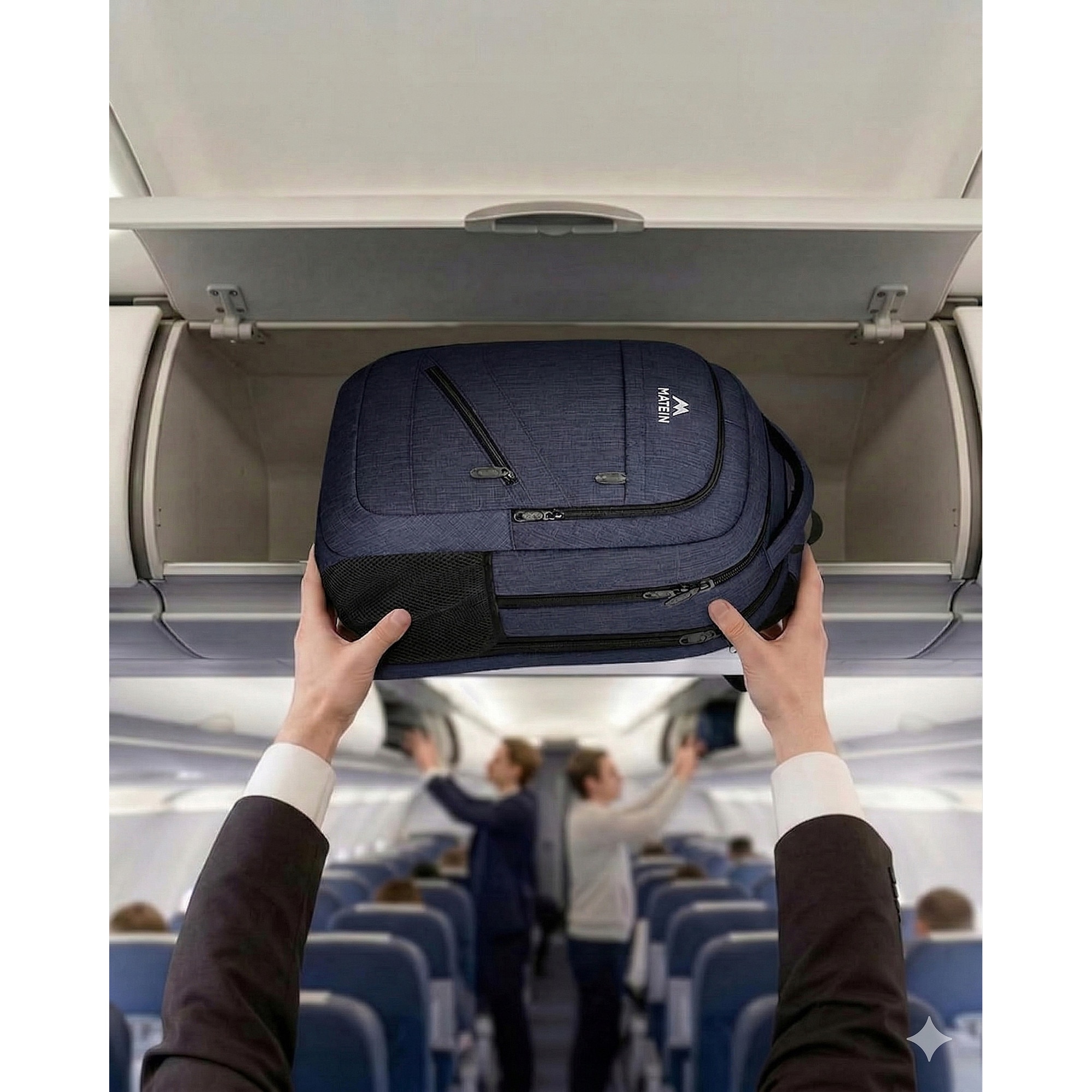 Rucsac Matein 1035, 3 compartimente, albastru, 46.5x33x20cm, 35L, USB, antifurt