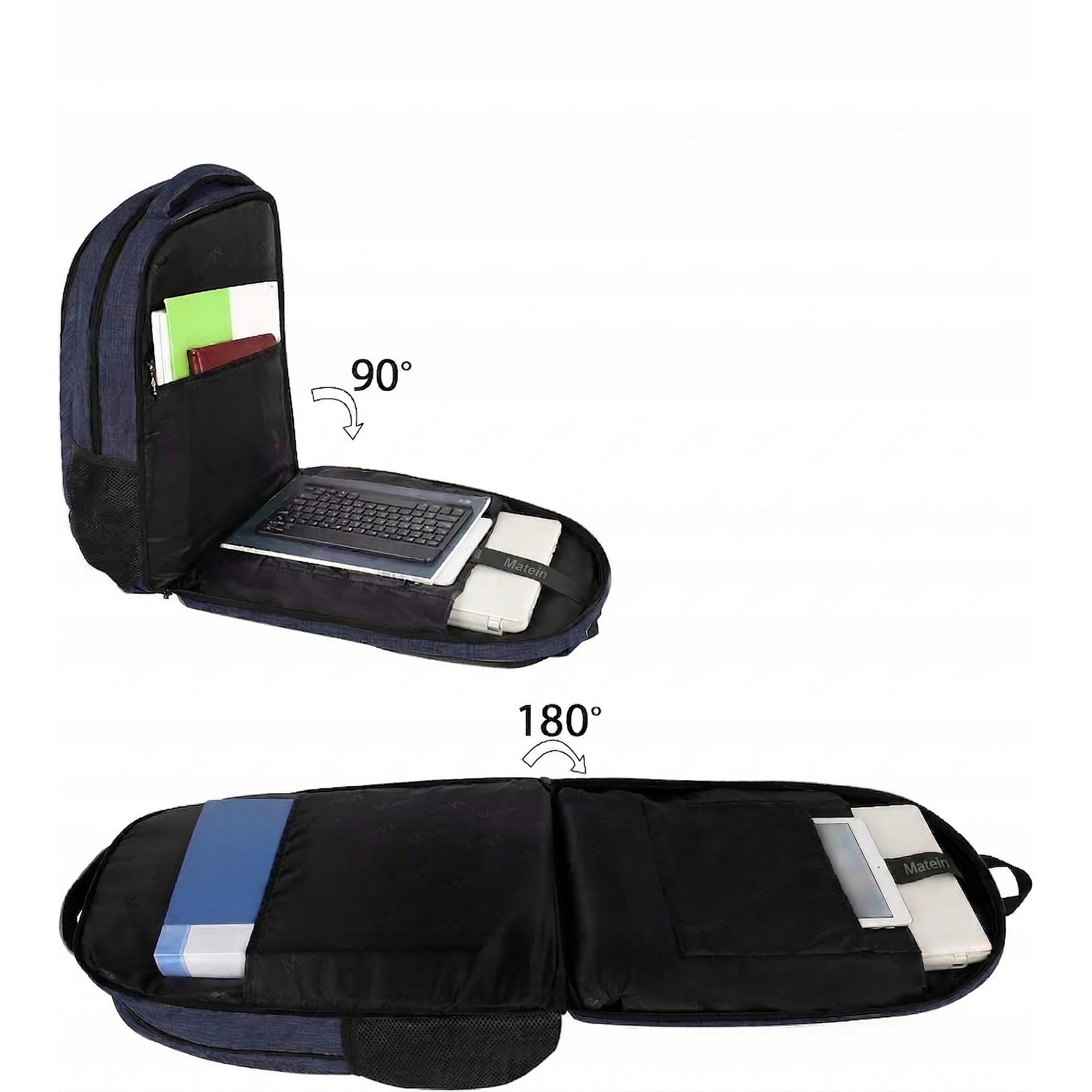 Rucsac Matein 1035, 3 compartimente, albastru, 46.5x33x20cm, 35L, USB, antifurt
