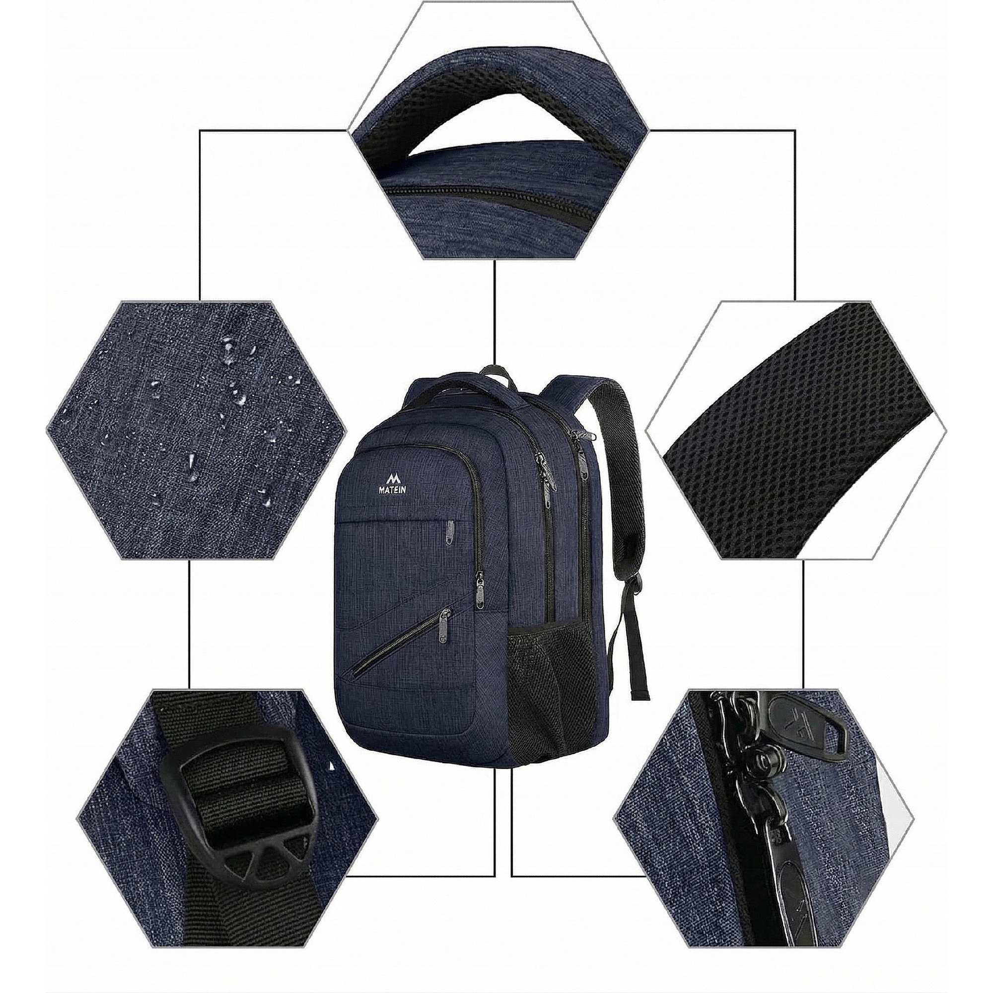 Rucsac Matein 1035, 3 compartimente, albastru, 46.5x33x20cm, 35L, USB, antifurt