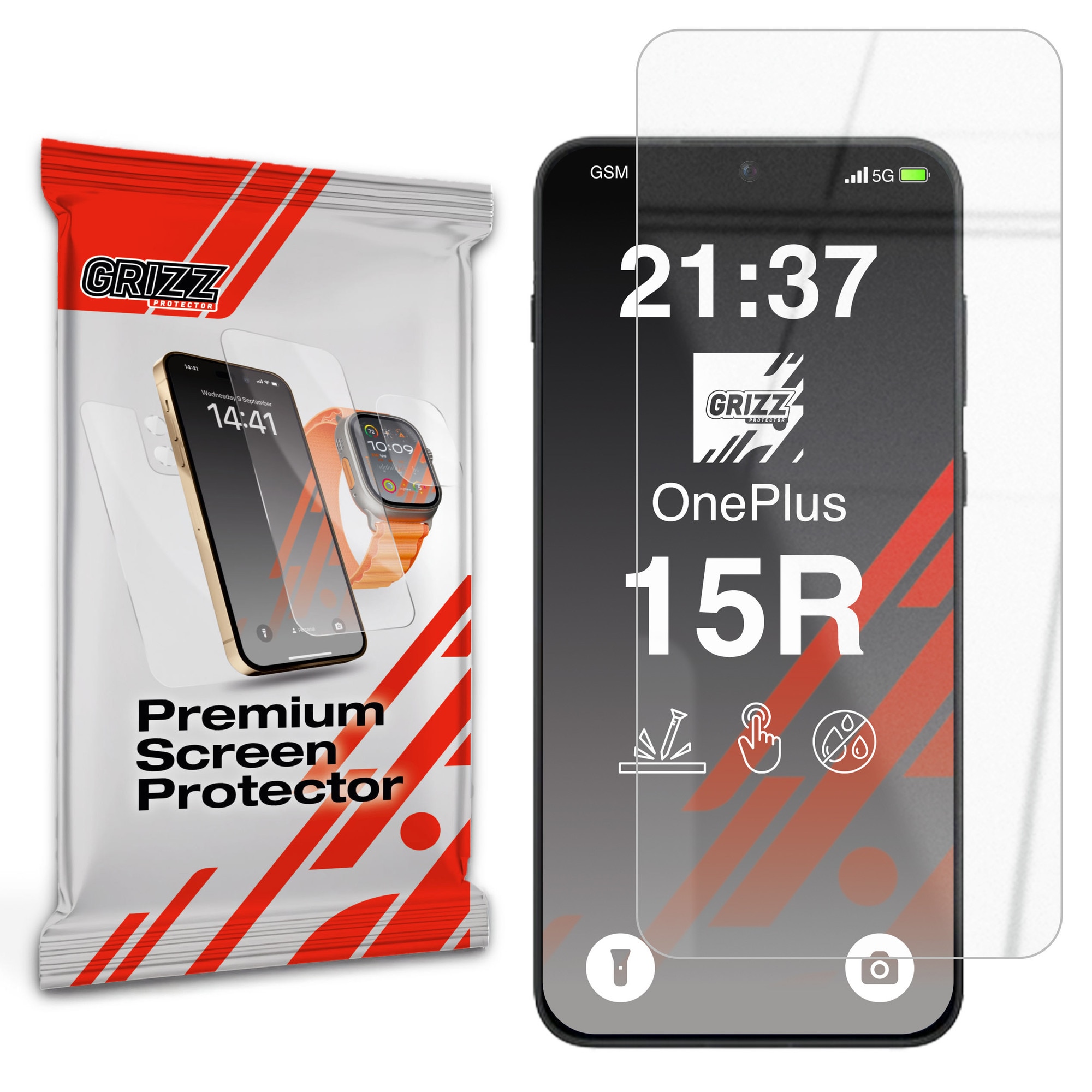 Folie sticla hibrid GrizzGlass HybridGlass compatibila cu OnePlus 15R, Transparent