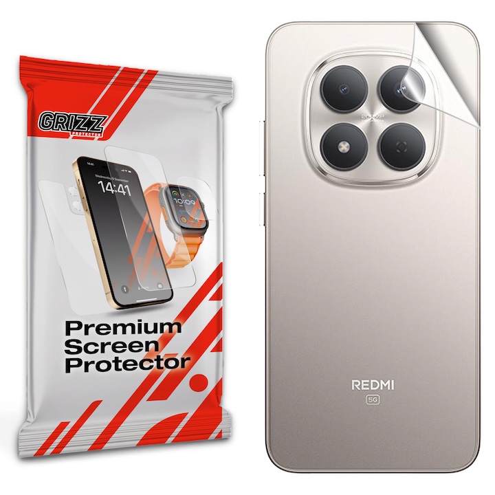 Folie protectie pentru spatele telefonului GrizzGlass SatinSkin compatibila cu Xiaom Redmi Note 15 Pro 5G, Transparent
