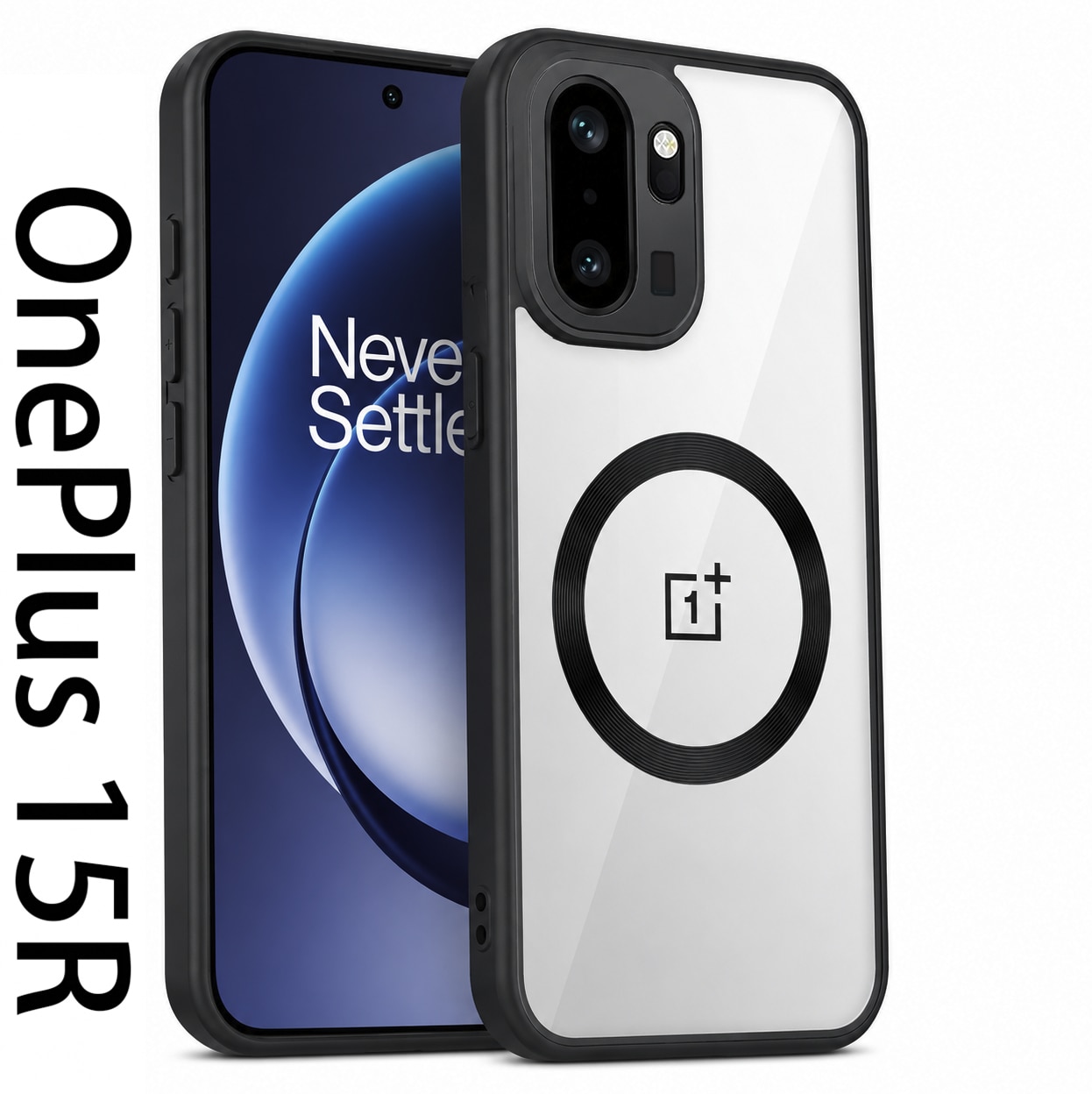 Husa pentru Oneplus 15R/Oneplus ACE 6 5G/ACE 6T 5G, Magnetica, TPU, Protectie Camera, Transparent Negru