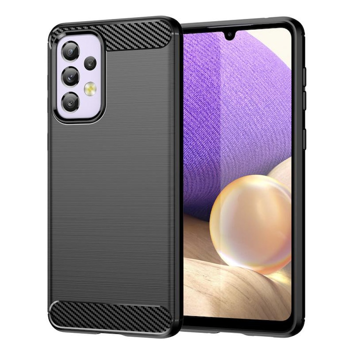 Husa de Protectie RAO Compatibila cu Samsung Galaxy A32 5G, din TPU, Rezistenta la Zgarieturi, Negru