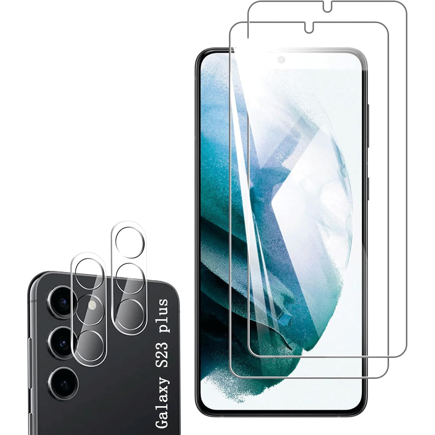 Set 2 folii sticla securizata + 2 protectii camera pentru Samsung Galaxy S23 Plus, 3D Full Screen, duritate 9H, HD claritate, compatibil senzor amprenta