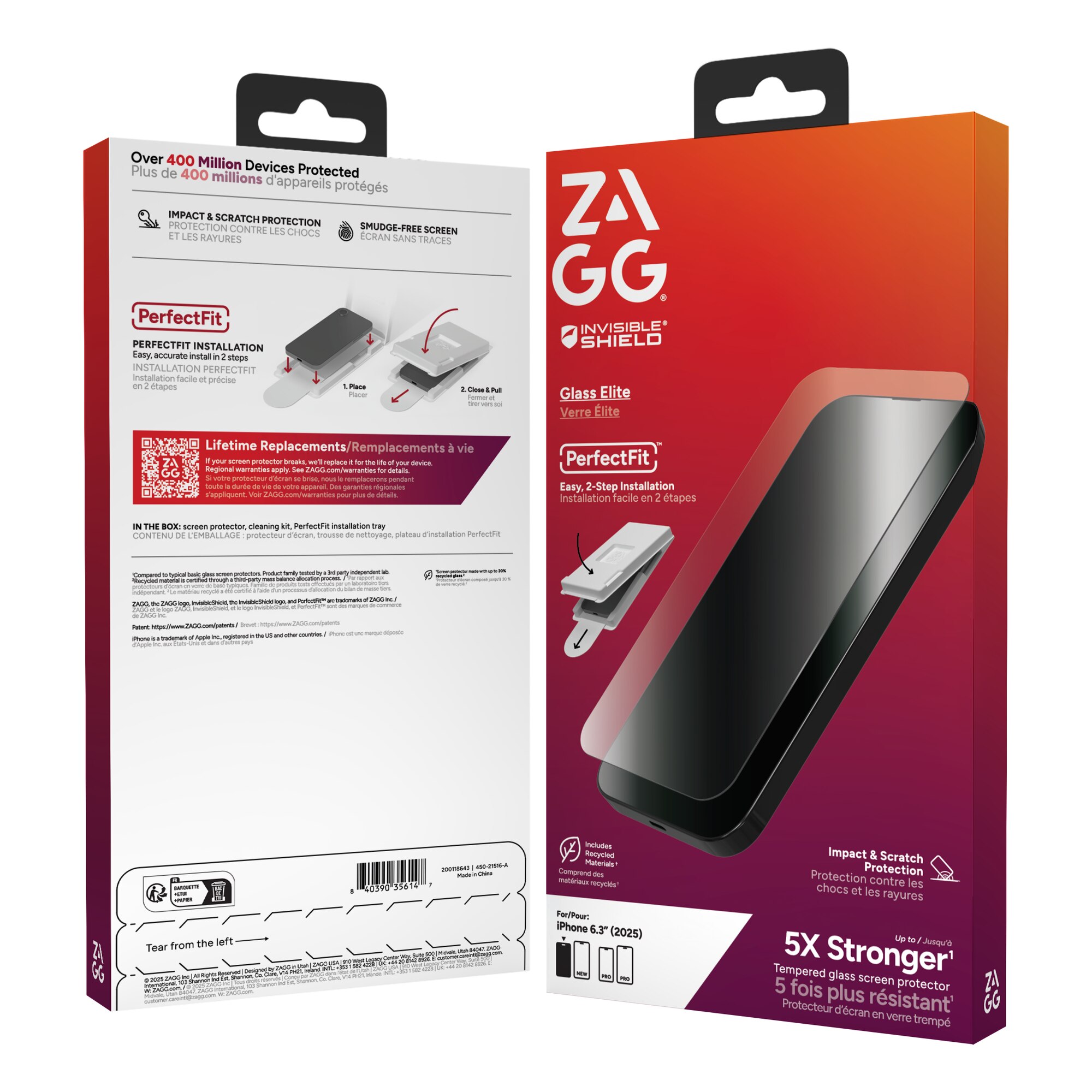 Folie sticla securizata ZAGG Invisibleshield Glass Elite compatibila cu iPhone 17, Transparent