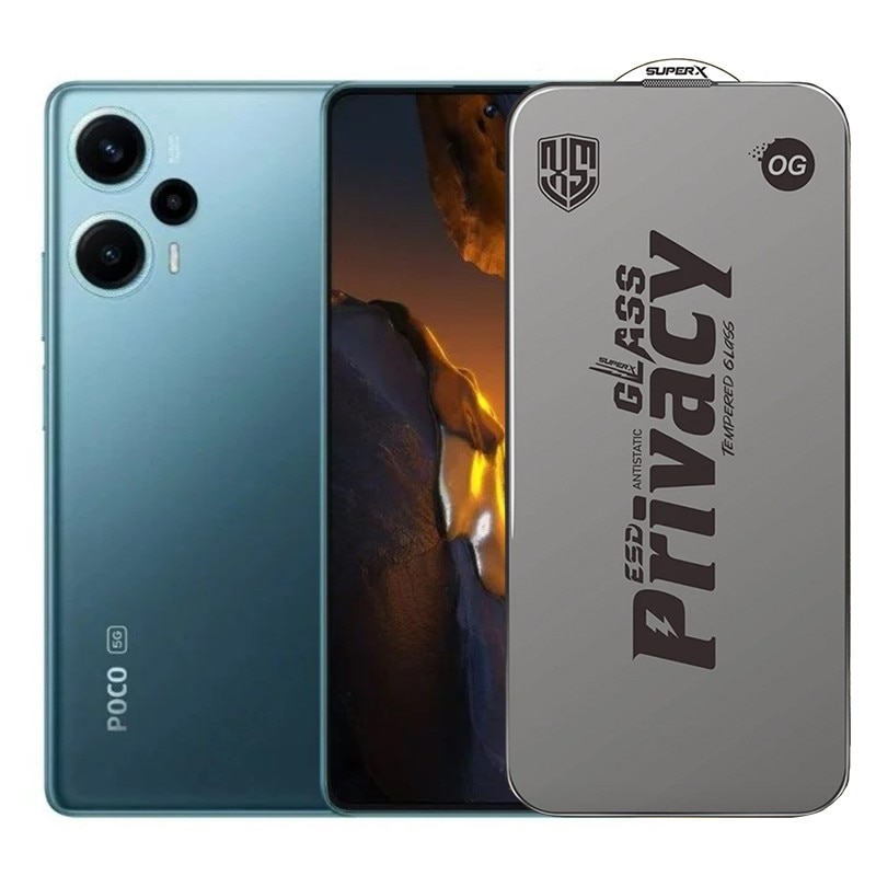 Folie de Protectie pentru Xiaomi Poco F5, Leski, Sticla Securizata ESD Antistatica, Super-X Privacy OG, Margini Negre, 0.30 mm, Transparent Inchis