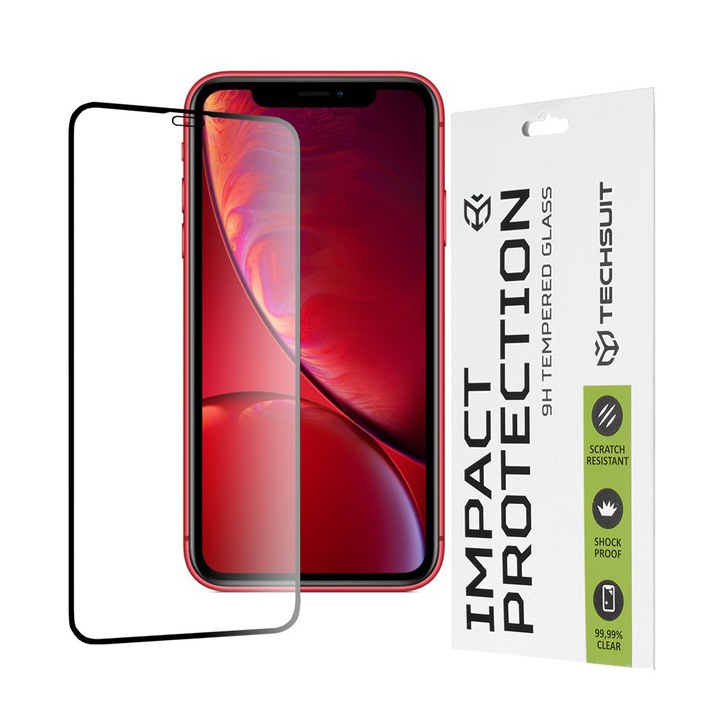 Folie telefon Techsuit Full Cover Antisoc Negru pentru iPhone 11/xr
