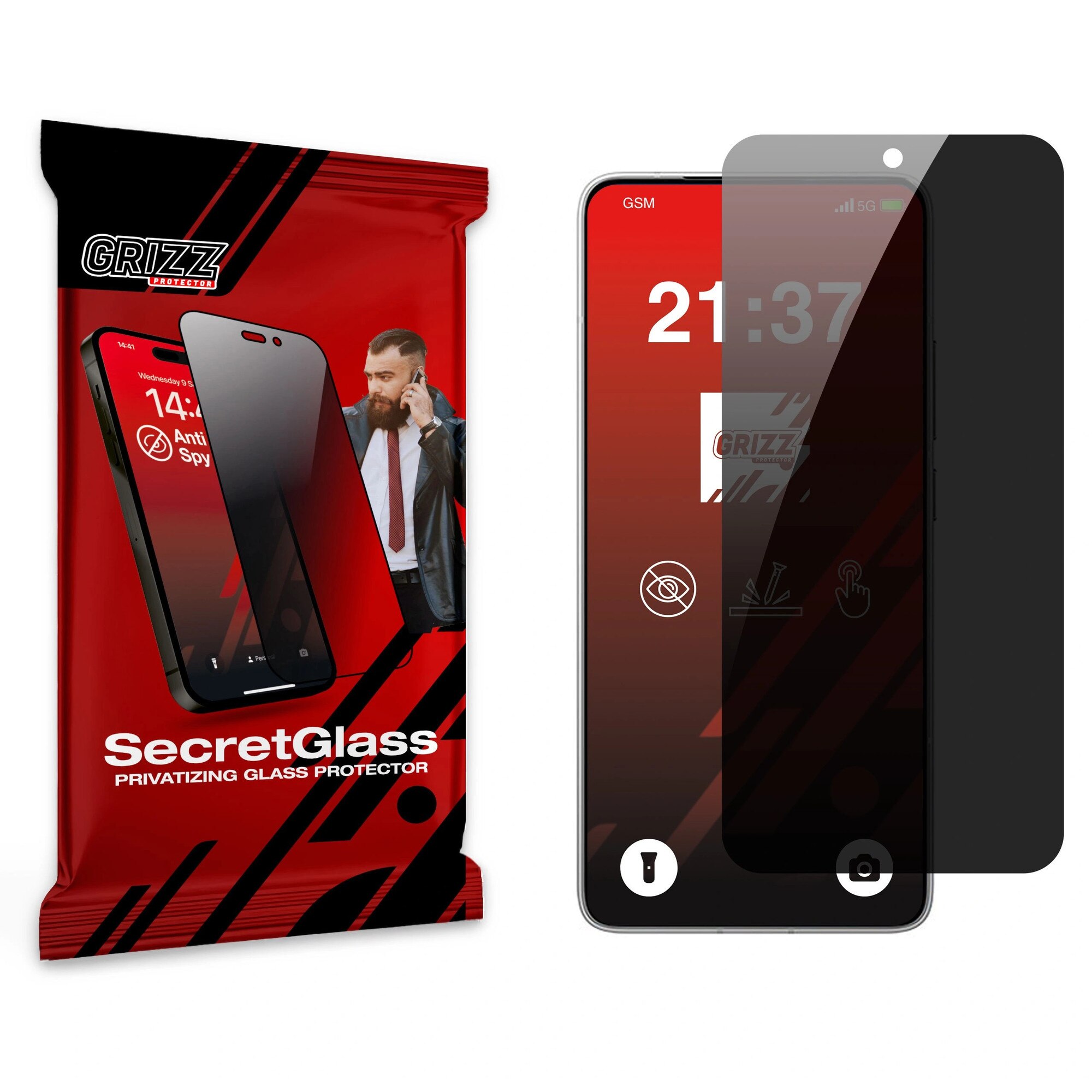 Sticla de confidentialitate Grizz SecretGlass, protectie 600%, instalare usoara, pentru Xiaomi Poco F7 Pro, set complet
