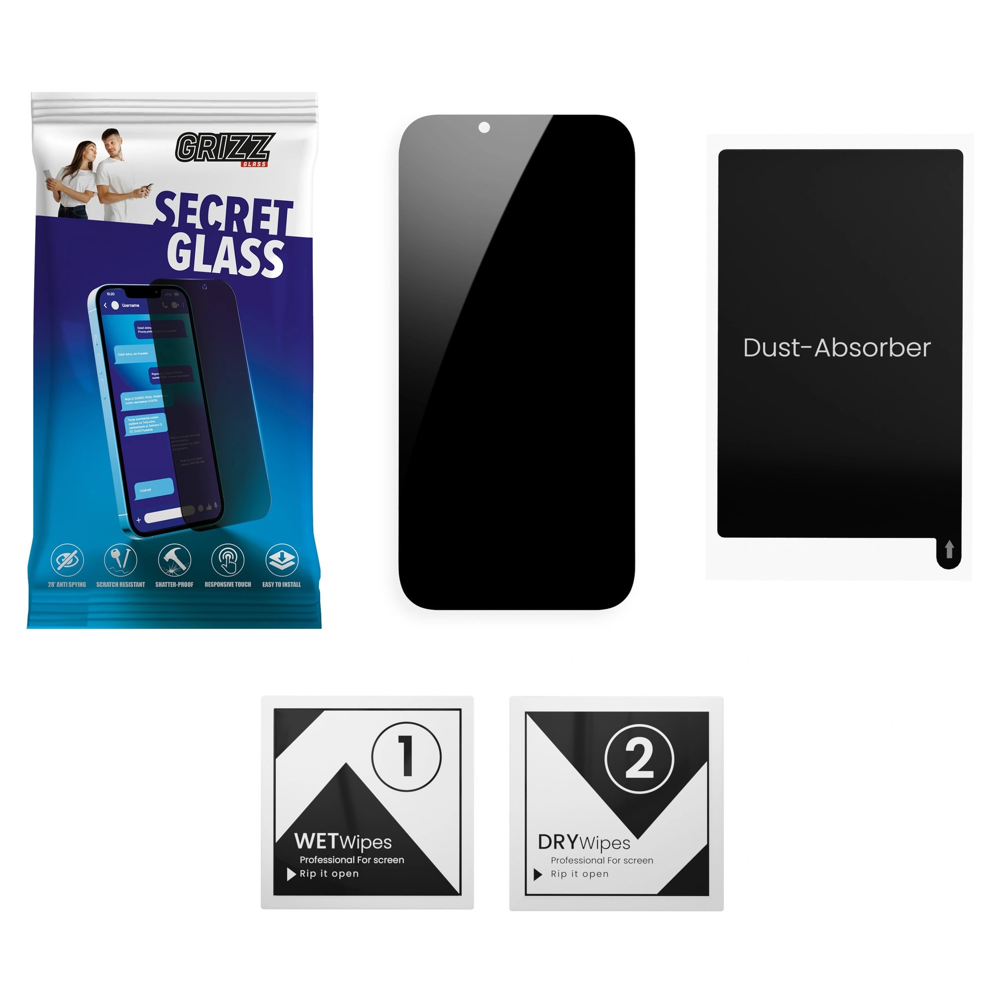 Sticla de confidentialitate Grizz SecretGlass, protectie 600%, instalare usoara, pentru Xiaomi Poco F7 Pro, set complet