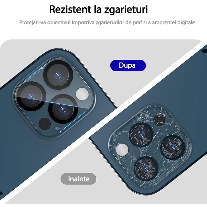 Folie protectie camera spate, sticla securizata, duritate 9H, pentru iPhone 16 Pro Max, transparent