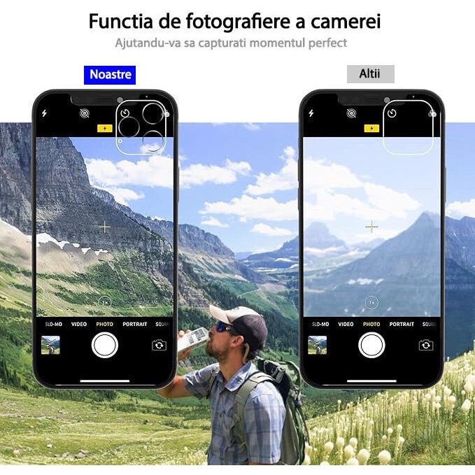 Folie protectie camera spate, sticla securizata, duritate 9H, pentru iPhone 16 Pro Max, transparent