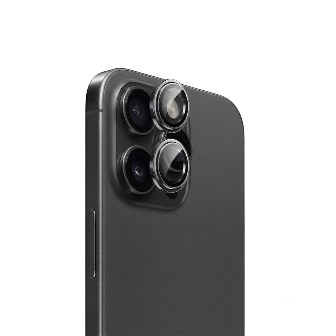 Folie Camera Tradebit pentru iPhone 17, sticla securizata lentila obiectiv, aplicator inclus, negru