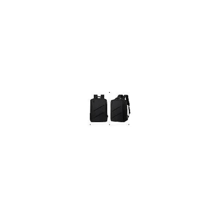 Rucsac laptop din Oxford, rezistent la apa, cu port USB extern si curea pentru trolley, pentru laptop 14–17,3 inch, negru