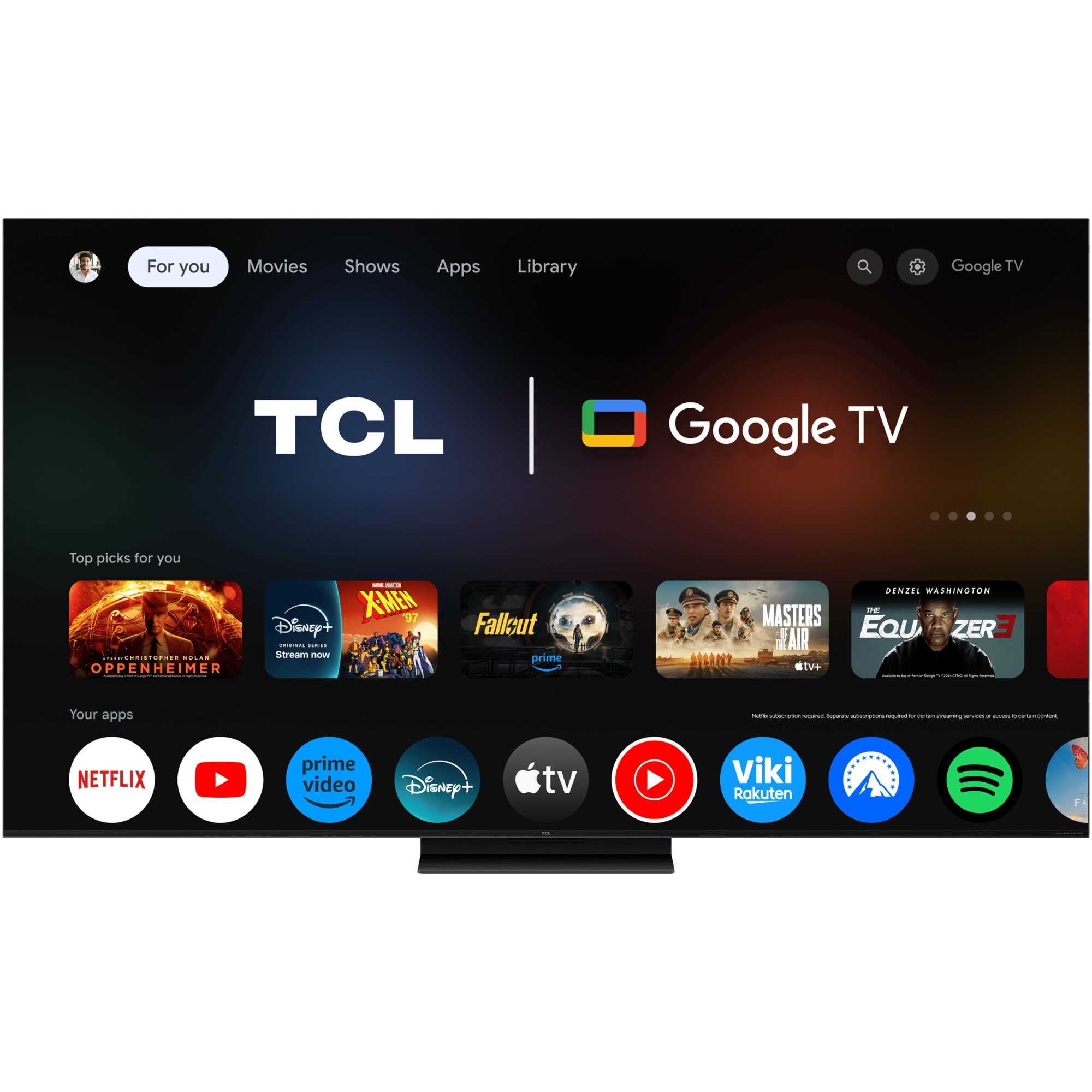 Televizor TCL QD-MiniLed 65C7K, 164 cm, Smart Google TV, 4K Ultra HD, 100Hz, Sunet Bang & Olufsen, Clasa F