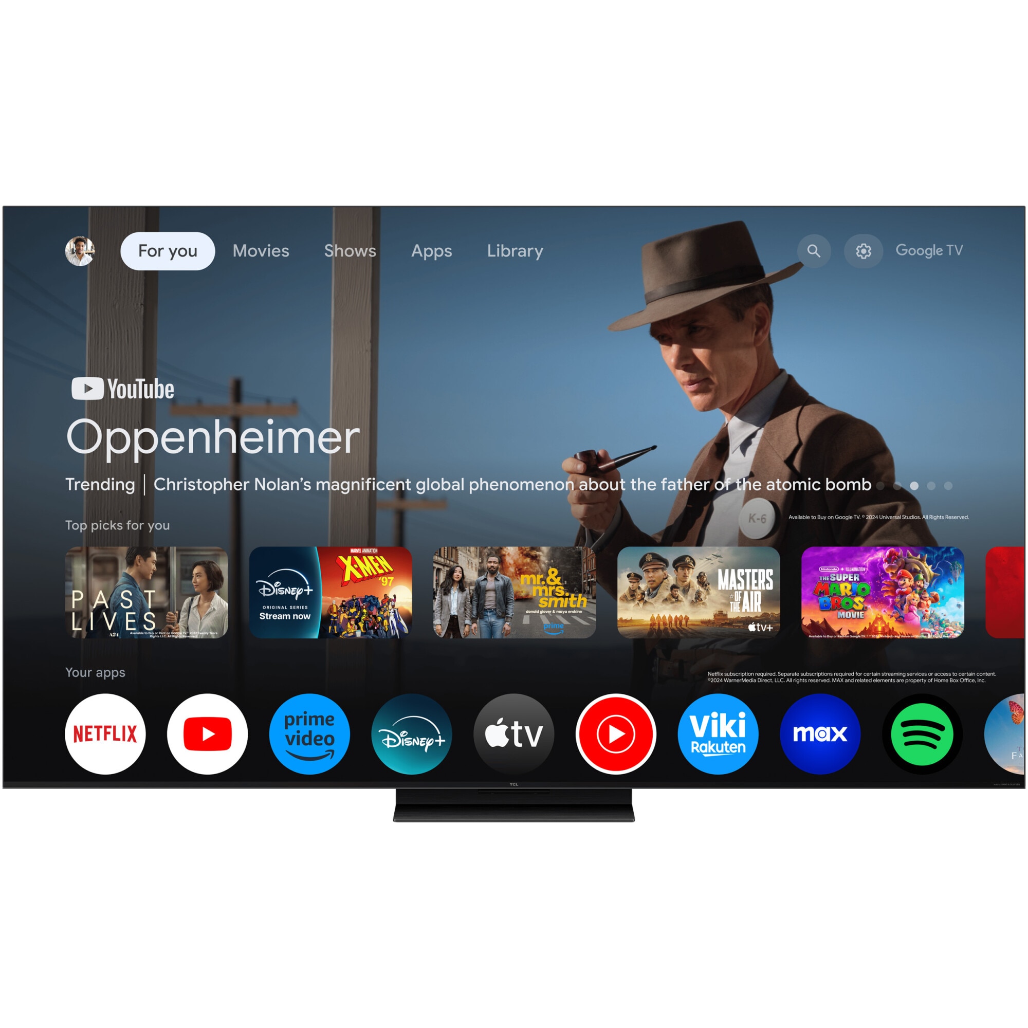 Televizor TCL QD-MiniLed 65C7K, 164 cm, Smart Google TV, 4K Ultra HD, 100Hz, Sunet Bang & Olufsen, Clasa F