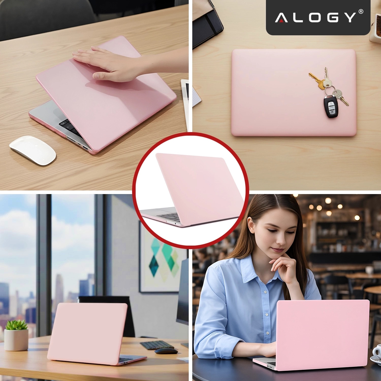 Etui pentru MacBook Pro 16" - Alogy AirGuard, mat roz, ultracompact, rezistent la zgarieturi, set de protectie