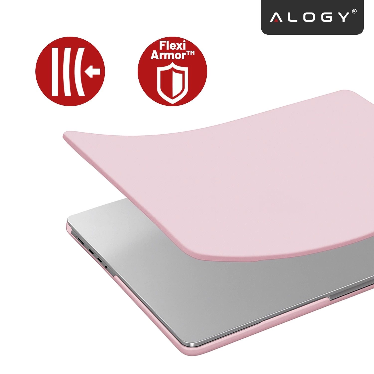 Etui pentru MacBook Pro 16" - Alogy AirGuard, mat roz, ultracompact, rezistent la zgarieturi, set de protectie