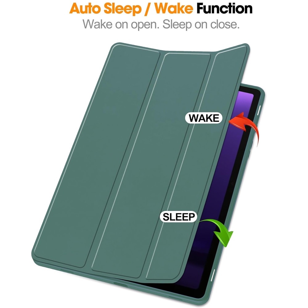 Husa compatibila cu Samsung Galaxy Tab S9 FE, 10.9 inchi, Tip carte, Comando Smart Protect, Protectie completa, Functie Wake & Sleep, Configurare Tip Stand, Verde inchis