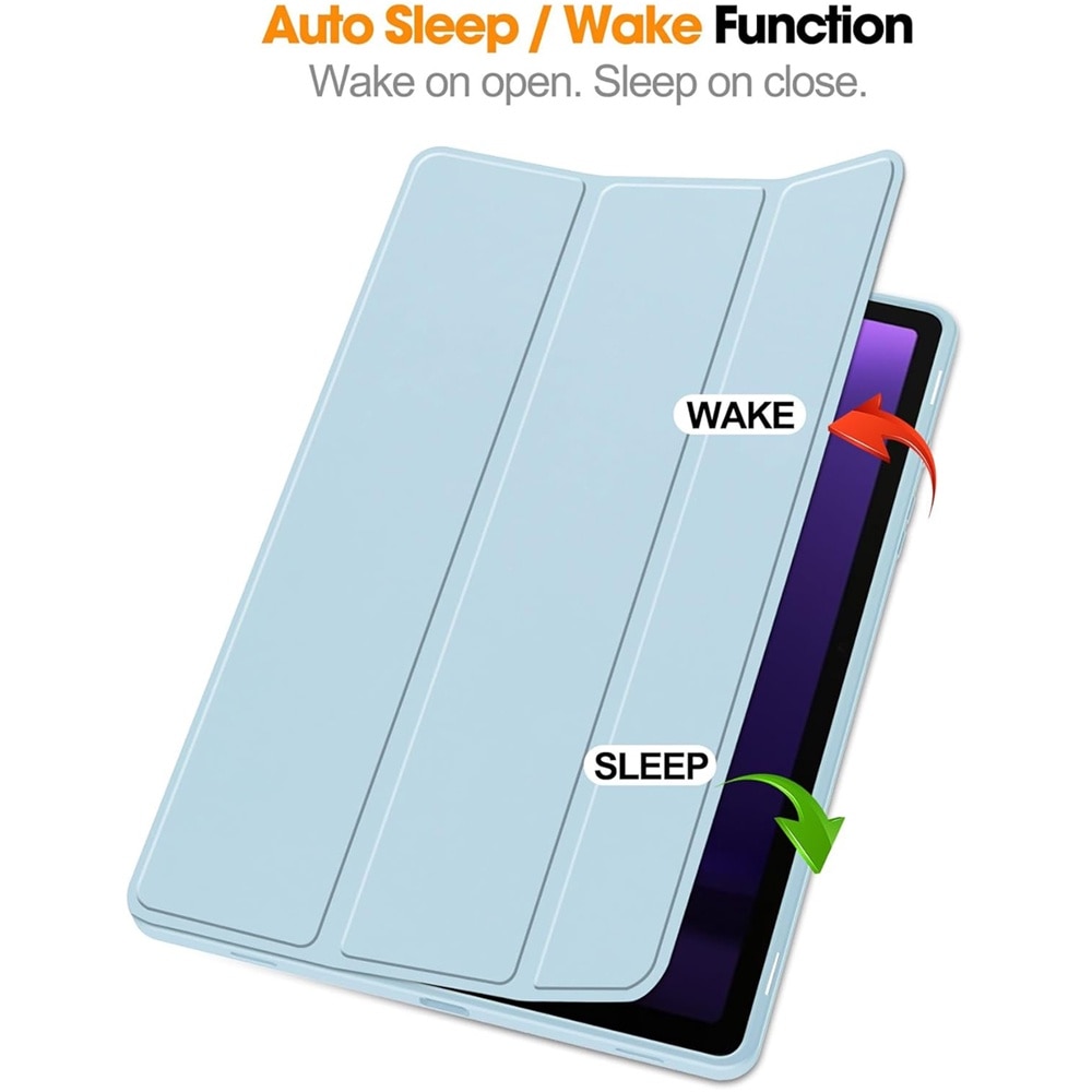 Husa compatibila cu Samsung Galaxy Tab A9 Plus, 11 inchi, Tip carte, Comando Smart Protect, Protectie completa, Functie Wake & Sleep, Configurare Tip Stand, Albastru Deschis