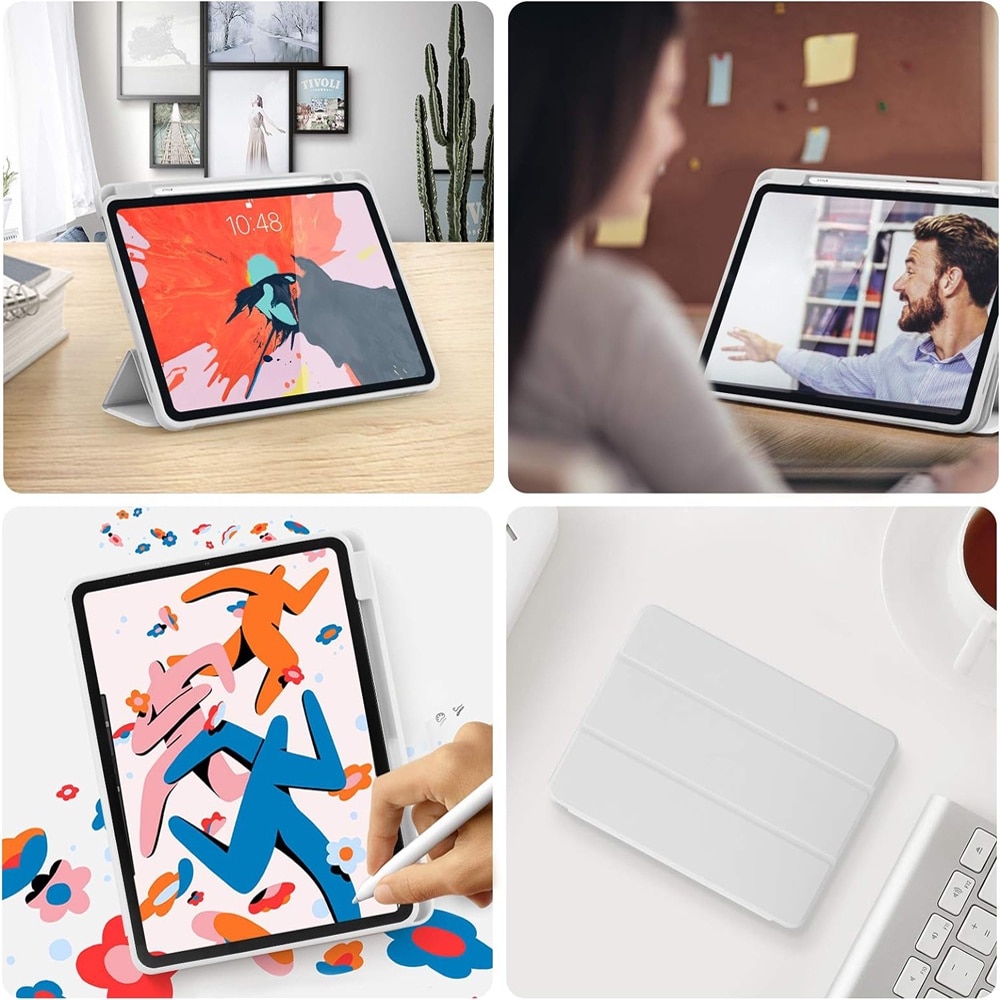 Husa compatibila cu Samsung Galaxy Tab A9 Plus, 11 inchi, Tip carte, Comando Smart Protect, Protectie completa, Functie Wake & Sleep, Configurare Tip Stand, Gri